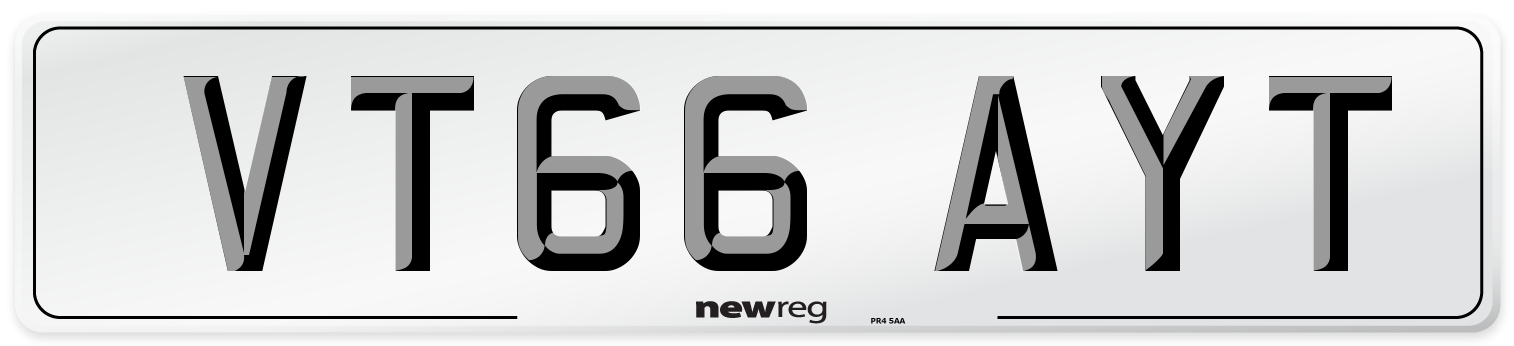 VT66 AYT Number Plate from New Reg